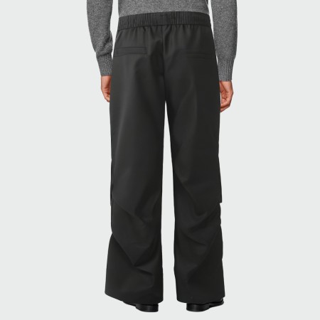 Black elastic waist multi-pocket men's cargo trousers