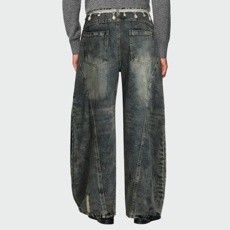 Vintage washed wide leg men's jeans