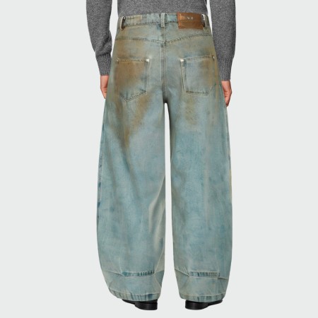 Distressed washed loose casual men's jeans