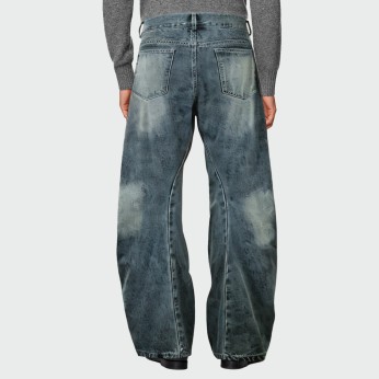 Autumn blue washed waistcoat men's jeans