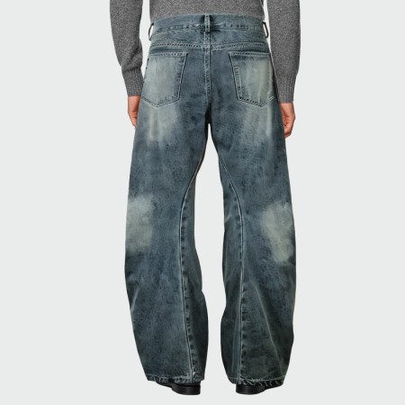 Autumn blue washed waistcoat men's jeans