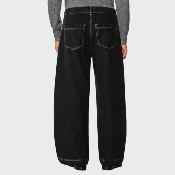 Black contrast stitching straight-leg men's jeans