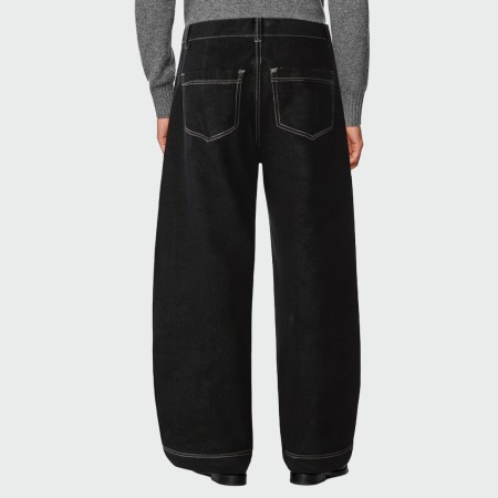 Black contrast stitching straight-leg men's jeans