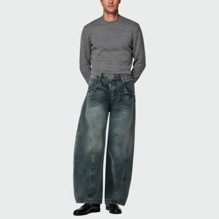 Casual washed loose wide-leg men's jeans
