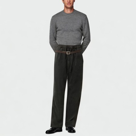 Black elastic waist men's casual trousers