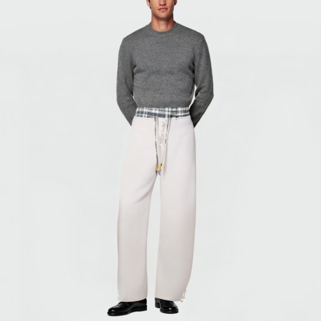 Plaid elastic waist loose men's casual trousers