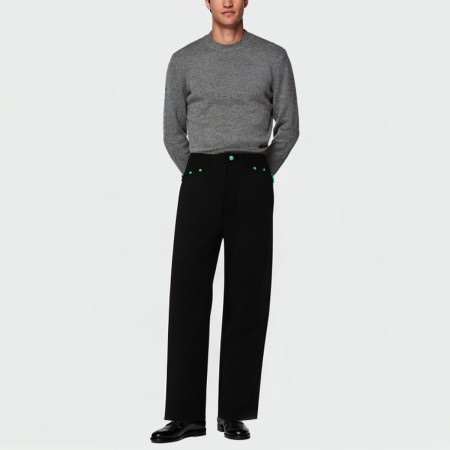 Stylish black straight-leg men's trousers