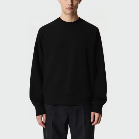 Black round neck loose men's long sleeve top