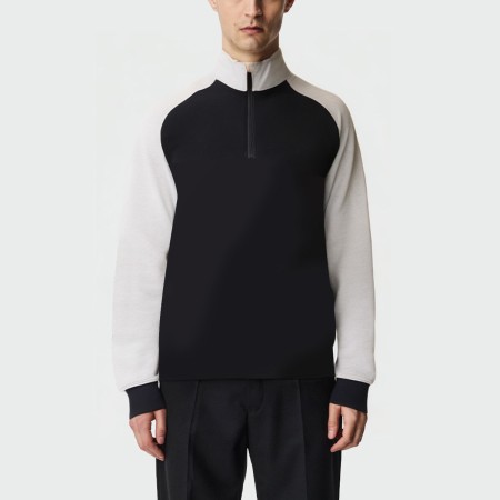 Stand collar contrast color loose men's top