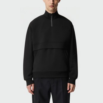 Black stand collar loose long sleeve men's top