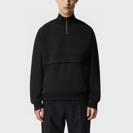 Black stand collar loose long sleeve men's top