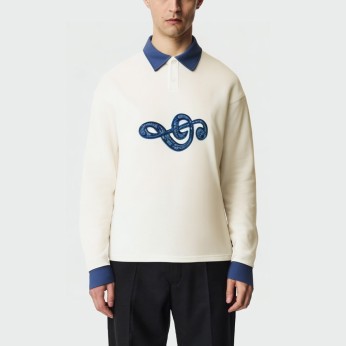 Contrast color lapel loose cotton men's top