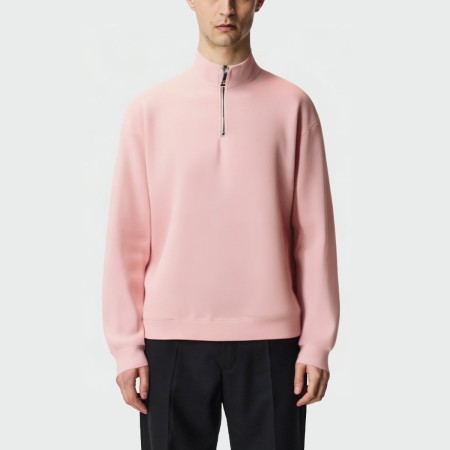 Pink stand collar men's long sleeve sweatshirt