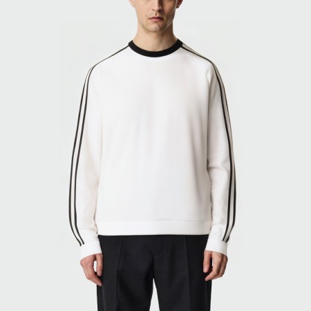 White side stripe crew neck men's top