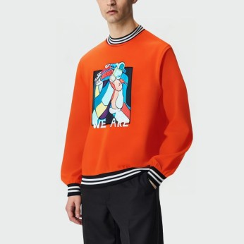 Striped crew neck loose men's long-sleeved top