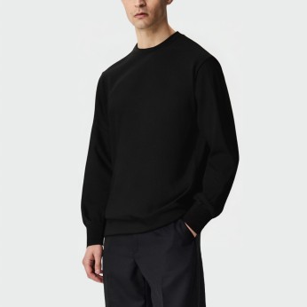 Black round neck loose men's long sleeve top