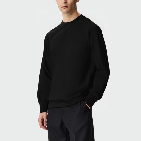 Black round neck loose men's long sleeve top