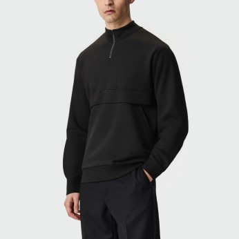 Black stand collar loose long sleeve men's top