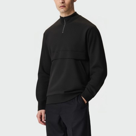 Black stand collar loose long sleeve men's top