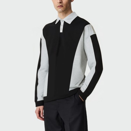Two-tone stitching men's long-sleeved top