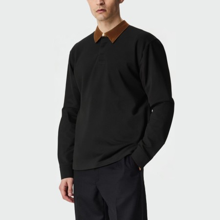 Loose contrast lapel men's long-sleeved shirt