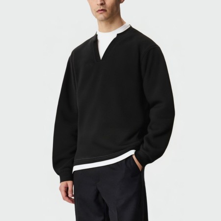 Men's fake two-piece long-sleeved pullover