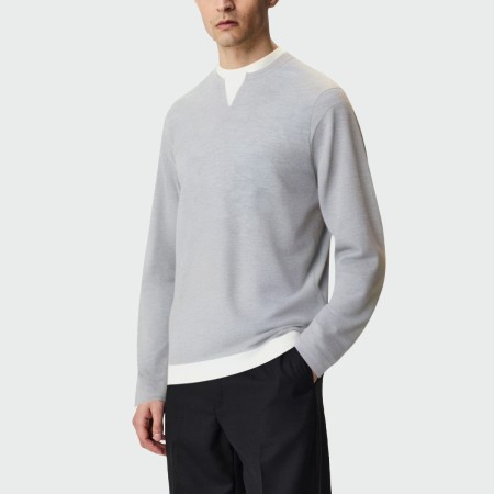 Men's long-sleeved faux two-piece stitching
