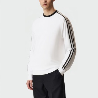 White side stripe crew neck men's top