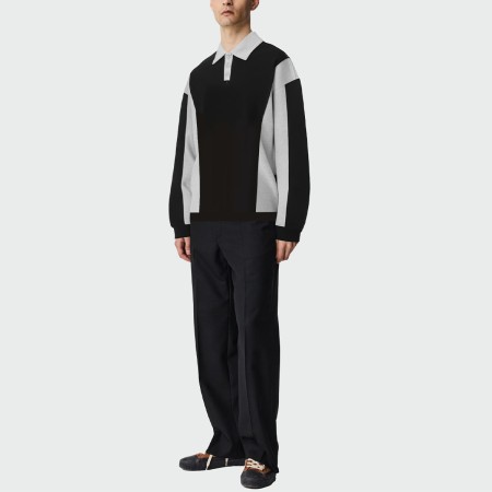 Two-tone stitching men's long-sleeved top