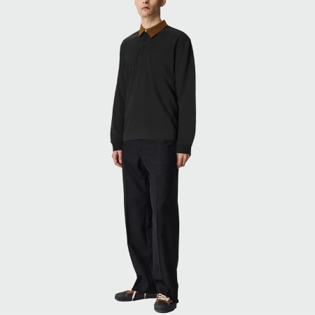 Loose contrast lapel men's long-sleeved shirt