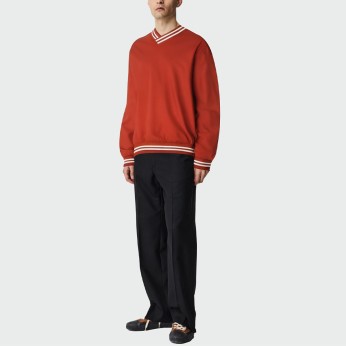 Fashion striped V-neck loose men's top