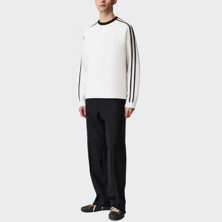 White side stripe crew neck men's top