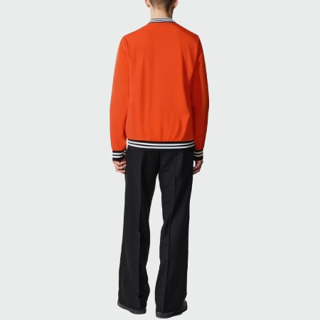 Striped crew neck loose men's long-sleeved top