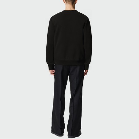 Black round neck loose men's long sleeve top