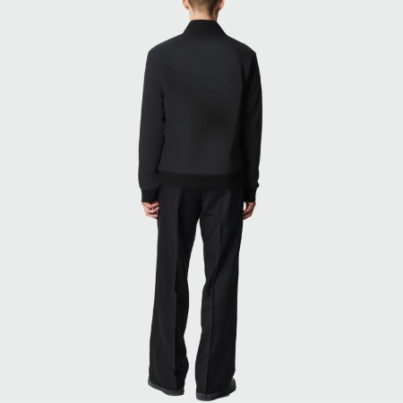 Black stand collar loose long sleeve men's top