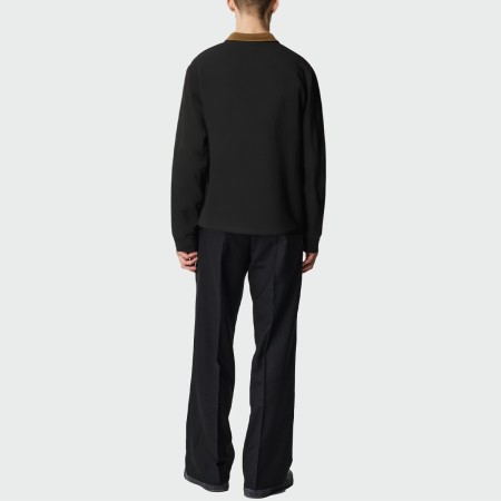 Loose contrast lapel men's long-sleeved shirt