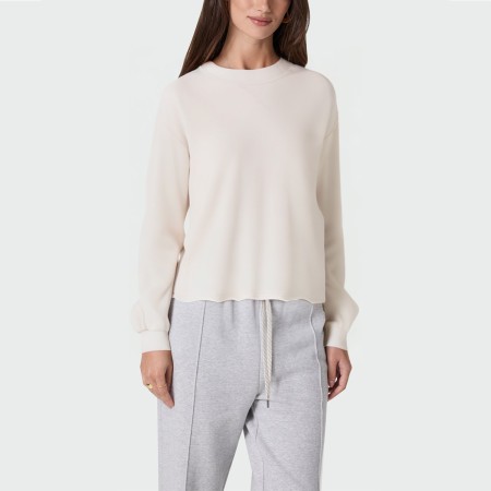 White loose-fitting drop-shoulder women's pullover