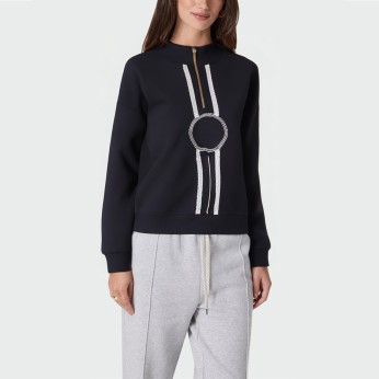 Zipper stand collar casual women's pullover