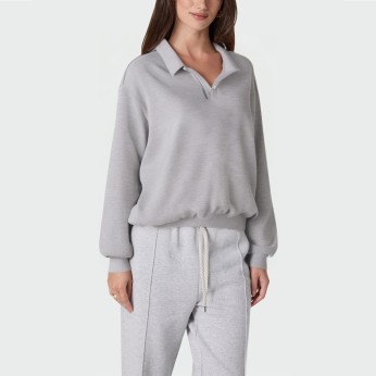 Casual gray lapel long sleeve women's pullover