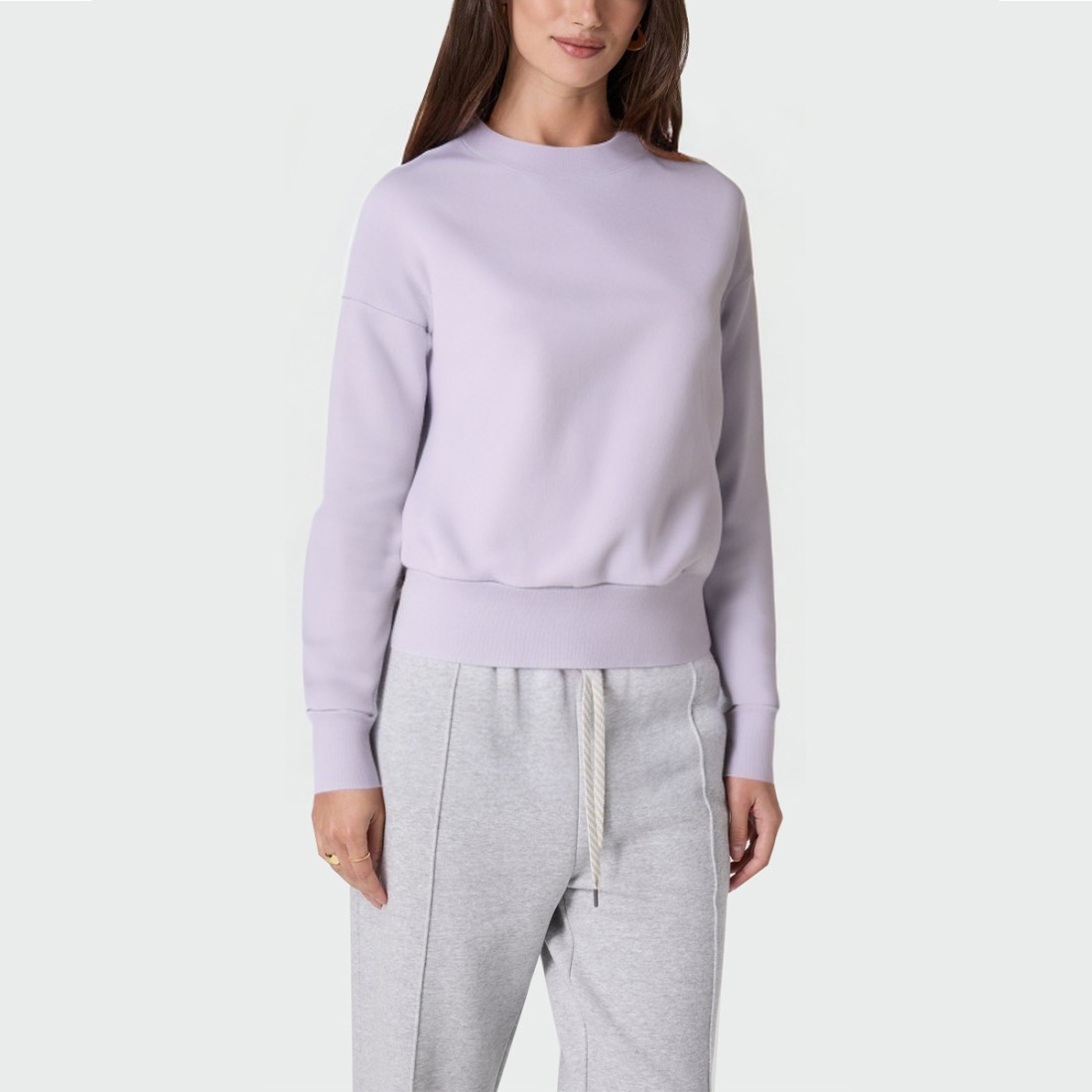 Purple crew neck long-sleeved women's pullover