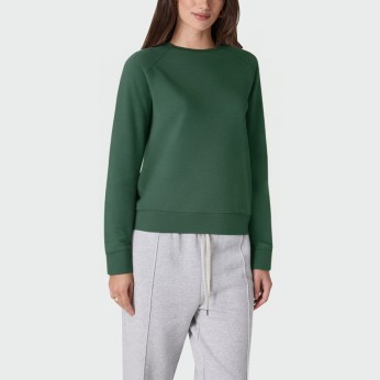 Green crew neck breathable women's pullover