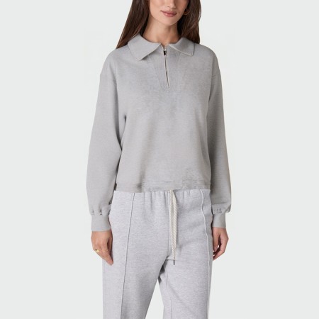 Casual lapel zipper long sleeve women's pullover