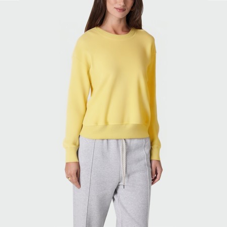 Yellow crew neck casual women's pullover