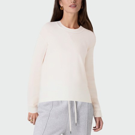White loose-fitting drop-shoulder women's pullover