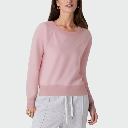 Pink large round neck casual women's pullover