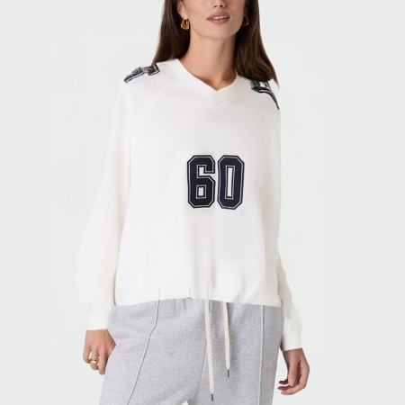 White round neck loose women's pullover
