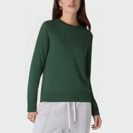 Green crew neck breathable women's pullover