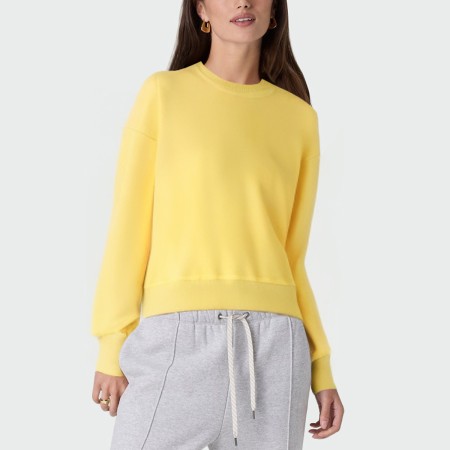 Yellow crew neck casual women's pullover