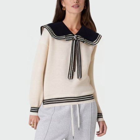 Women's sailor collar jacquard knit sweater