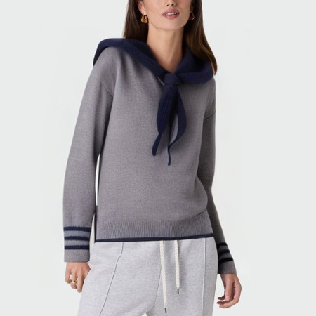Grey crew neck knit women's pullover